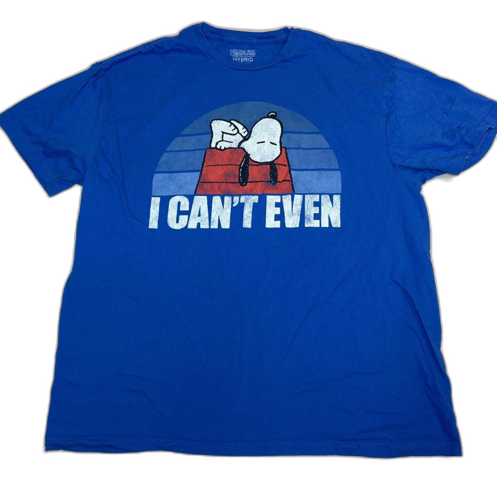 Peanuts Men's XL Blue T-shirt "I Can't Even"